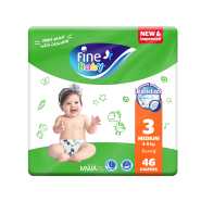 Fine Baby Diapers Medium Size 3, (4-9 Kg), 46 Diapers