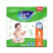 Fine Baby Diapers Medium Size 3, (4-9 Kg), 72 Diapers