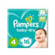 Pampers Baby-Dry Diapers, Size 4, Maxi, 9-14kg, 16 Diapers