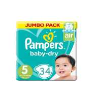 Pampers Baby-Dry Diapers, Size 5 (11-16 kg), 34 Diapers