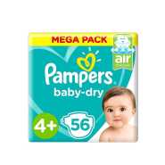 Pampers Diapers, Size 4+, Maxi+, 10-15 Kg, 56 Diapers‏