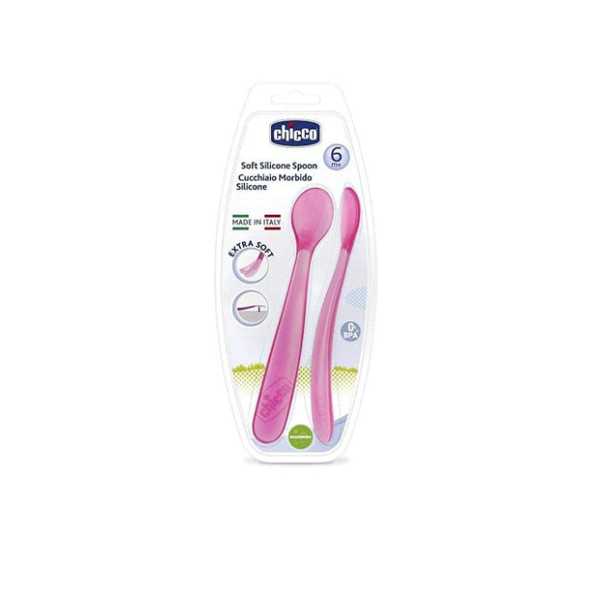 Chicco Softly Spoon 6M 2Pcs Pink