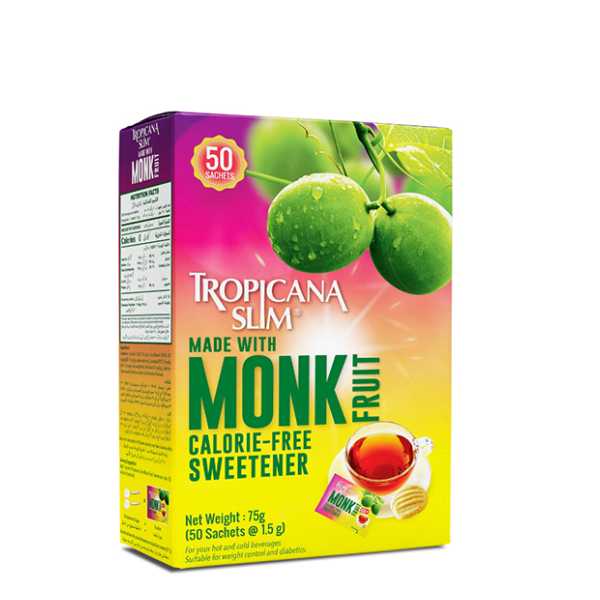 Tropicana Slim Monk Fruit Sweetener 50 Sachets
