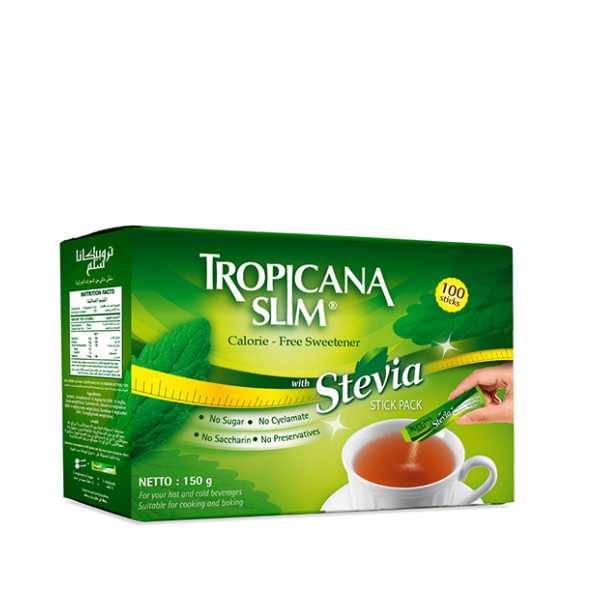 Tropicana Slim Stevia Sweetener 100 Sachets