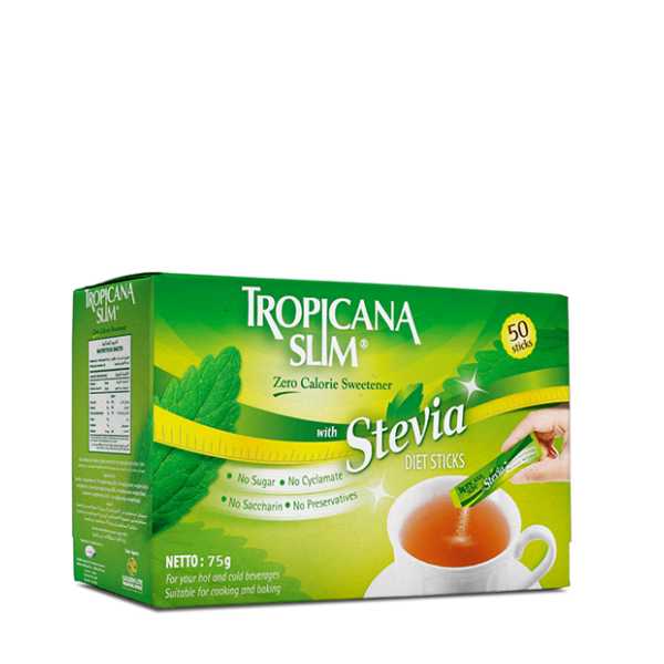 Tropicana Slim Stevia Sweetener Zero Calorie 50 Sachets