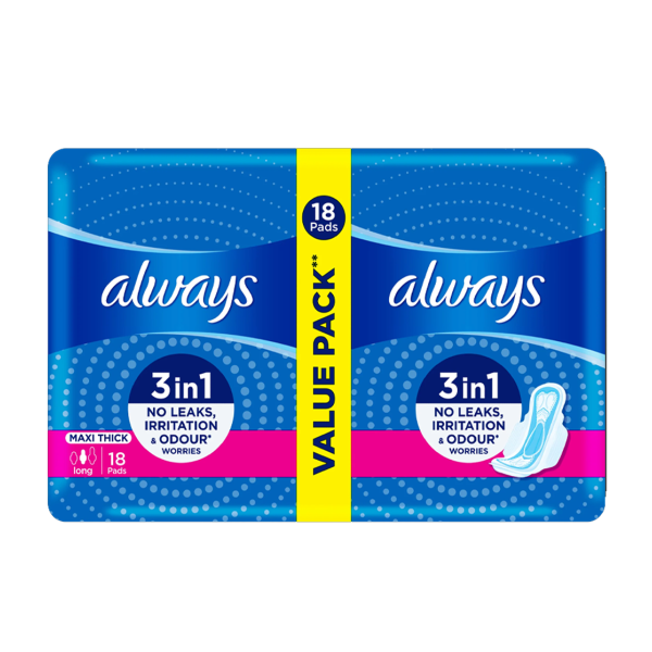 Always Maxi Thick Value Pack 18 Pads Offer 25%