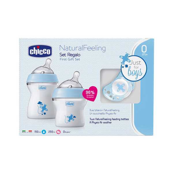 Chicco First Gift Set 0M+ Blue (150ML+250ML+Soother)