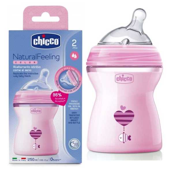 Chicco Natural Feeling Bottle Pink 2M+  250ML