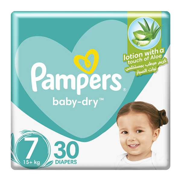Pampers Baby-Dry Diapers, Size 7 (+15 kg), 30 Diapers