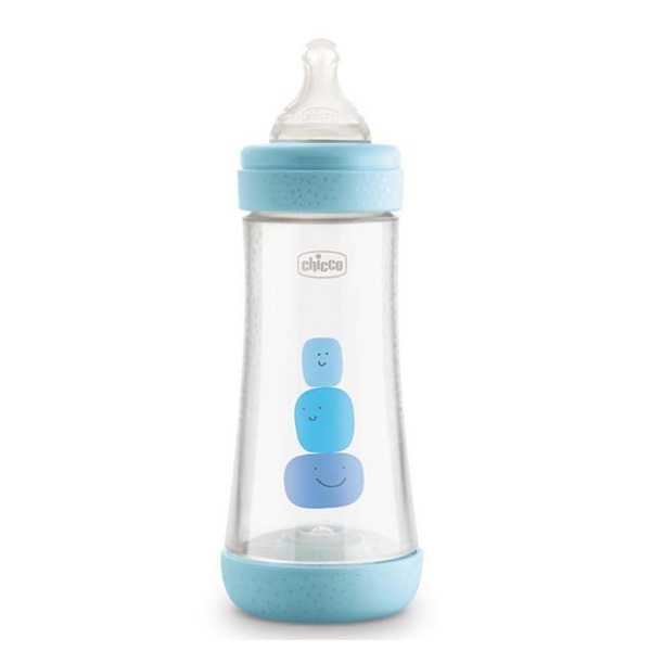 Chicco Perfect 5 Fast-Flow Bottle (Blue) 4M+, 330Ml