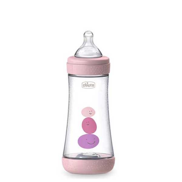 Chicco Perfect 5 Fast-Flow Bottle (Pink) 2M+, 240Ml