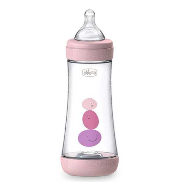 Chicco Perfect 5 Fast-Flow Bottle (Pink) 4M+, 330Ml