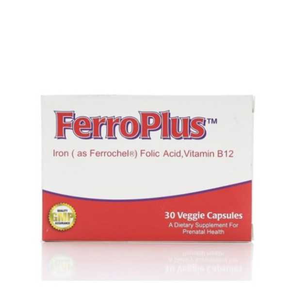 Ferro Plus Iron, Folic Acid And Vitamin B12, 30 Capsules