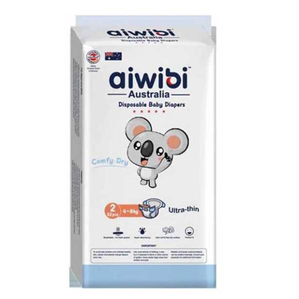 Aiwibi Baby Diapers Size (2) 4-8 Kgs 52 Diapers