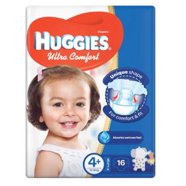 Huggies Diapers Size (4+) 10-16 Kgs 16 Diapers