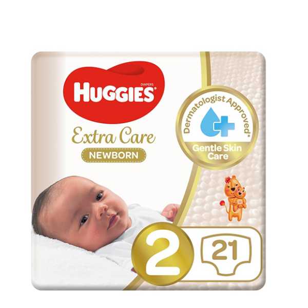 Huggies Extra Care Diapers Size (2) 4-6 Kgs 21 Diapers