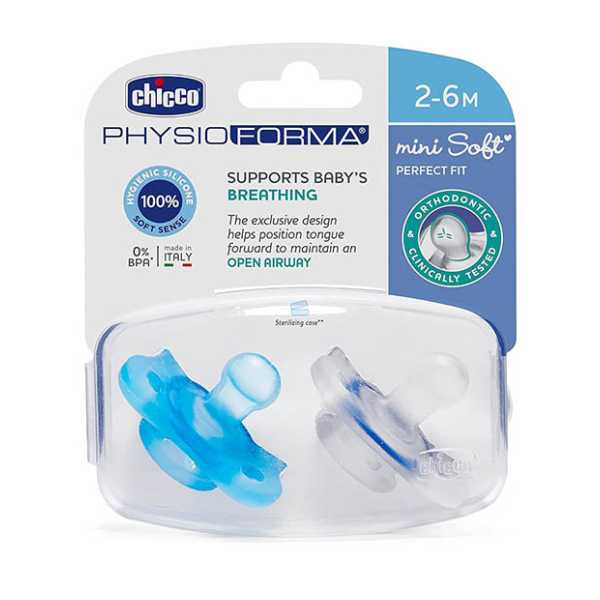 Chicco Soother Mini Soft 2-6M Blue 2PCS