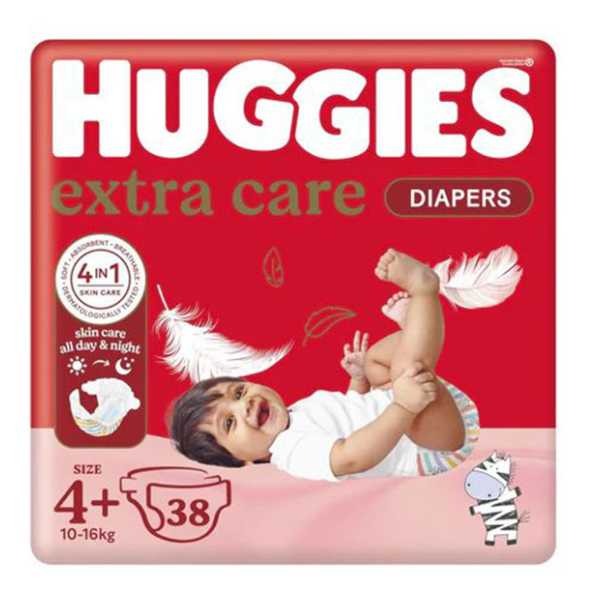 Huggies Diapers Size (4+) 10-16 Kgs Jumbo 38 Diapers