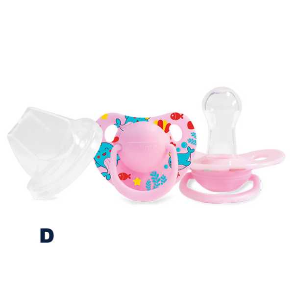 Round Nipple Silicone Pacifier 6+ BLUE , PINK , PURPLE