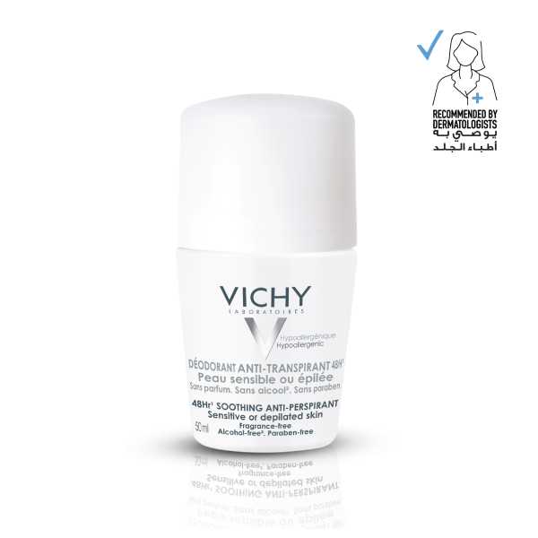 Vichy Anti Perspirant Sensitive Or Deplilated Skin Roll On Deodorant 50Ml
