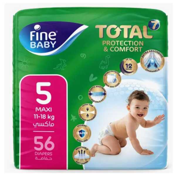 Fine Baby Diapers X-Large Size 5, (11-18 Kg), 52 Diapers