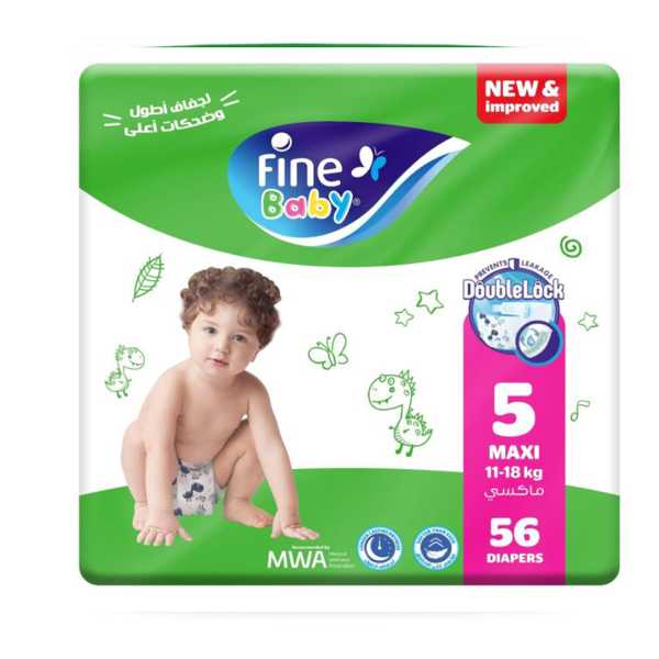 Fine Baby Diapers X-Large Size 5, (11-18 Kg), 52 Diapers