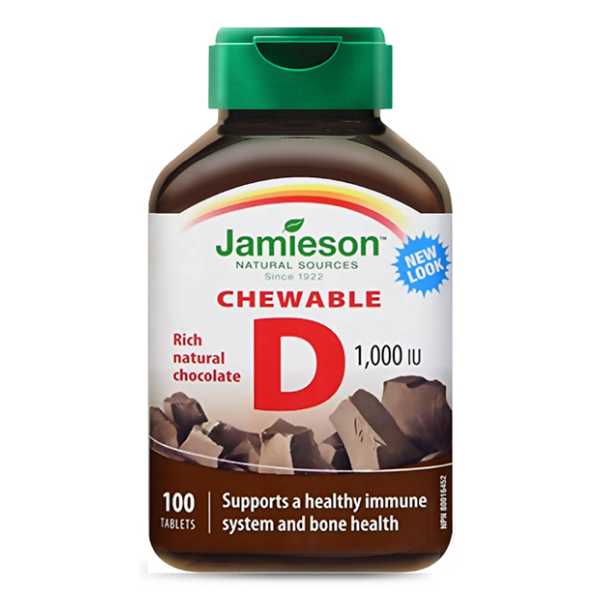 Jamieson Vitamin D3 Chewable Chocolate 1000IU, 100 Tablet