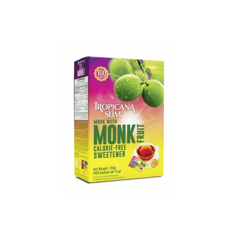 Tropicana Slim Monk Fruit Sweetener 100 Sachets