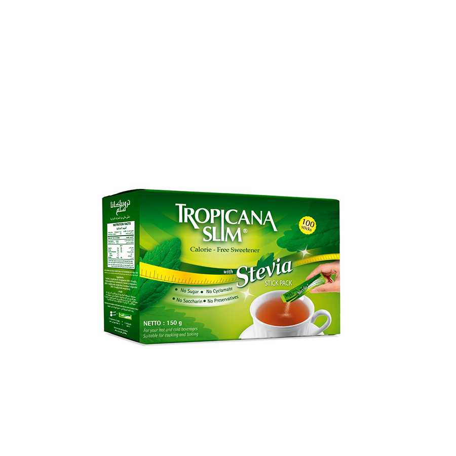Tropicana Slim Stevia Sweetener 100 Sachets