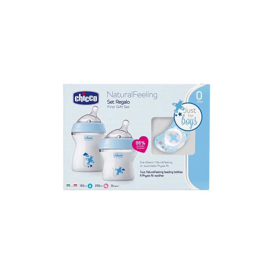 Chicco First Gift Set 0M+ Blue (150ML+250ML+Soother)