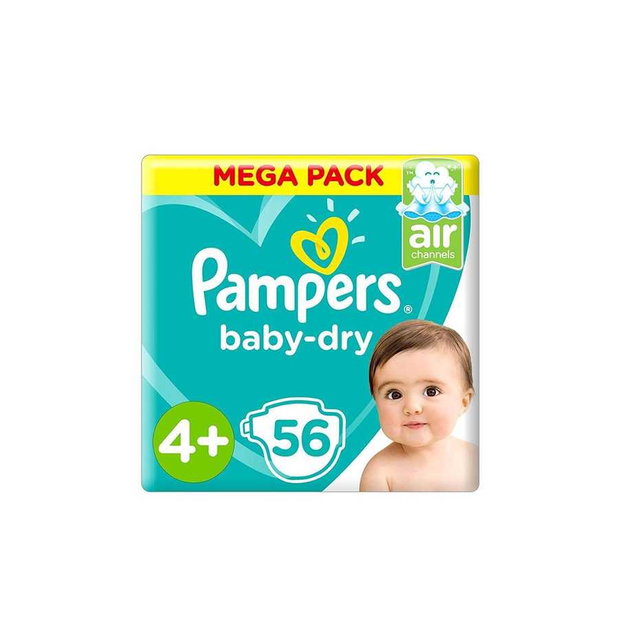 Pampers Diapers, Size 4+, Maxi+, 10-15 Kg, 56 Diapers‏