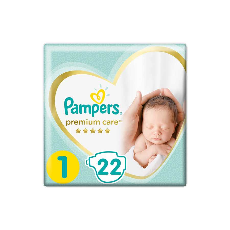 Pampers Premium Care Size 1 Newborn (2-5 Kg) , (22) Diapers