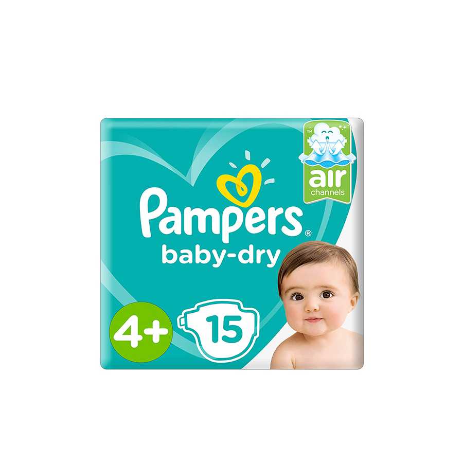 Pampers Premium Diapers Size (4+) 10-15 Kg, 15 Diapers