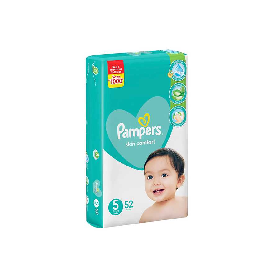 Pampers Skin Comfort Diapers Size 5 (Junior), 52 Diapers