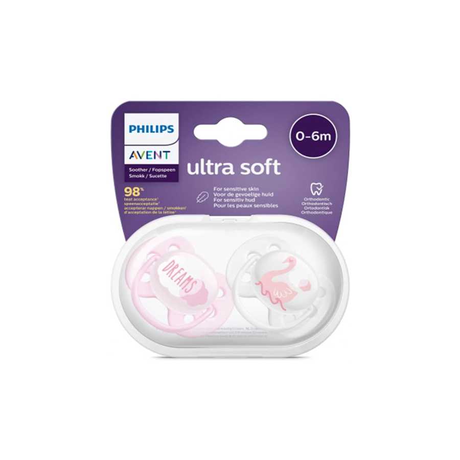 Avent Soother Ultra Soft 0-6M Girl - 2soother