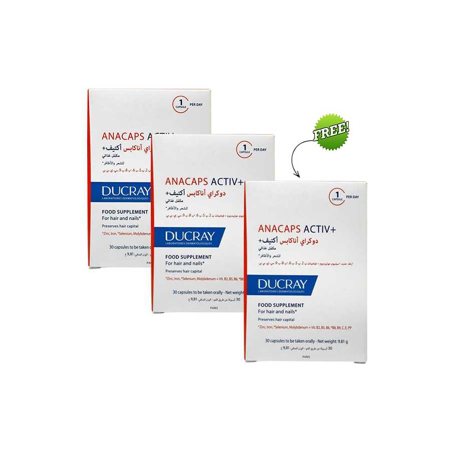 Ducray Anacaps Activ+ For Hair &amp; Nails Offer (2+1) Free