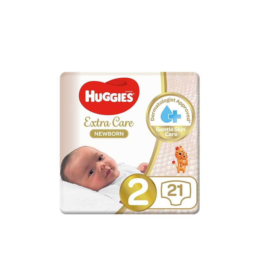 Huggies Extra Care Diapers Size (2) 4-6 Kgs 21 Diapers