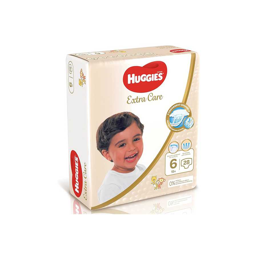 Huggies Extra Care Diapers Size (6) 15+ Kgs 28 Diapers