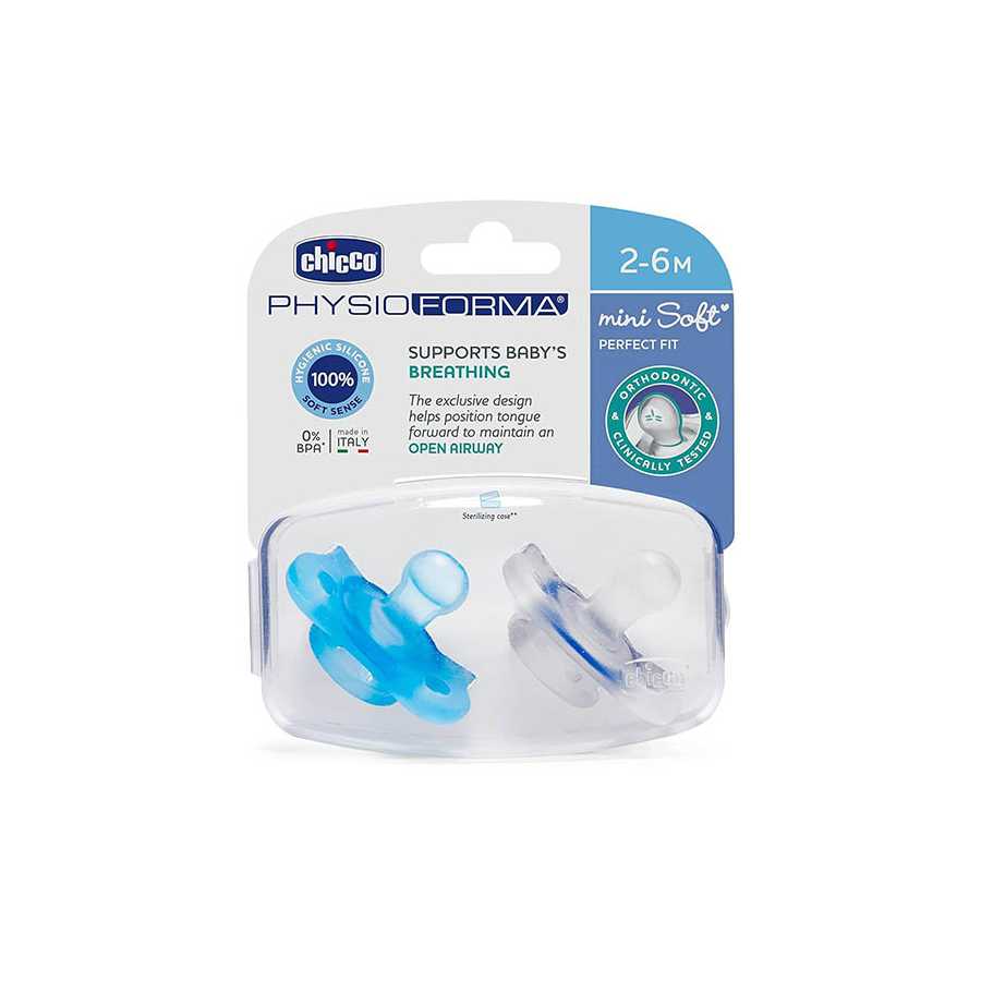 Chicco Soother Mini Soft 2-6M Blue 2PCS