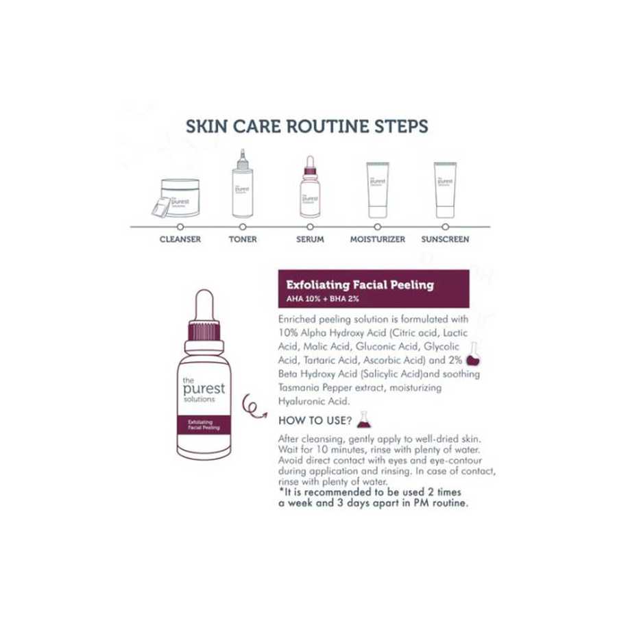 The Purest Solutions Exfoliating Facial Peeling Serum Aha %10 + Bha %2 (30ML)