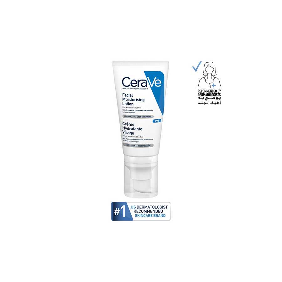 Cerave PM Facial Moisturizing Lotion Night Cream with Hyaluronic Acid and Niacinamide 52Ml