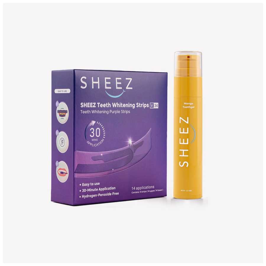Sheez Teeth Whitening Strips 14 Strip + Mango Tooth gel 60 G