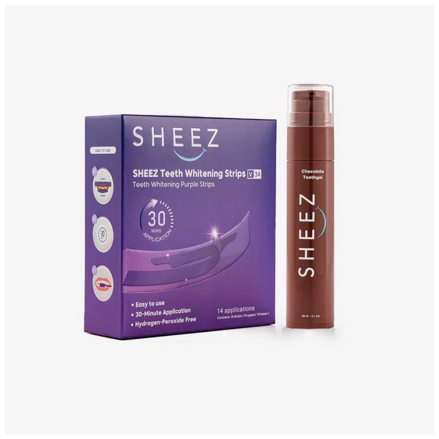 Sheez Teeth Whitening Strips 14 Strip + Chocolate Tooth gel 60 G