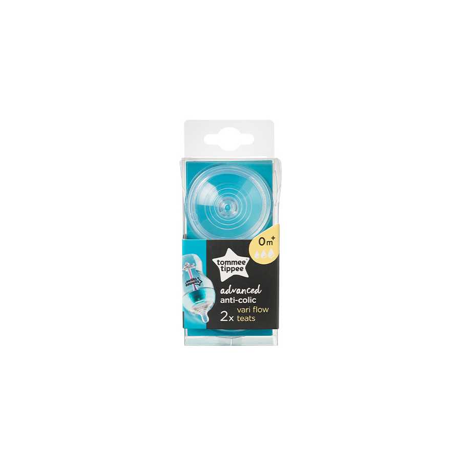 Tommee Tippee Anti Colic Vari Flow Nipple 0M 2 Teats Sifsaf