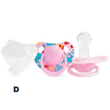 Round Nipple Silicone Pacifier 6+ BLUE , PINK , PURPLE